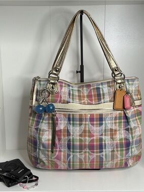Coach Multicolor Plaid Tote 19611